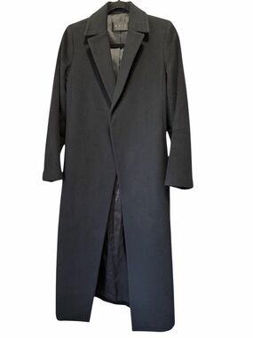 MOJO Nylon-Cashmere Long Coat – Black M CASHMERE NYLON Wool BLEND PREPPY KOREA
